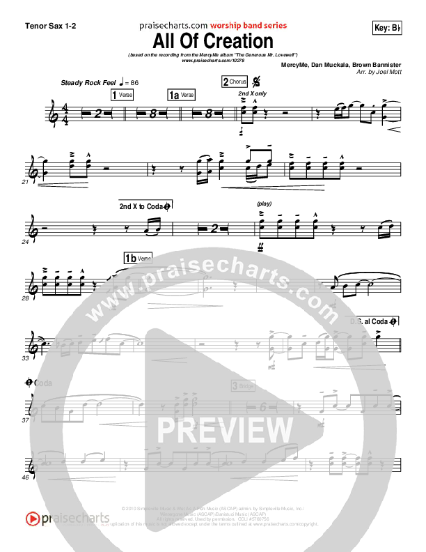 All Of Creation Tenor Sax 1/2 (MercyMe)