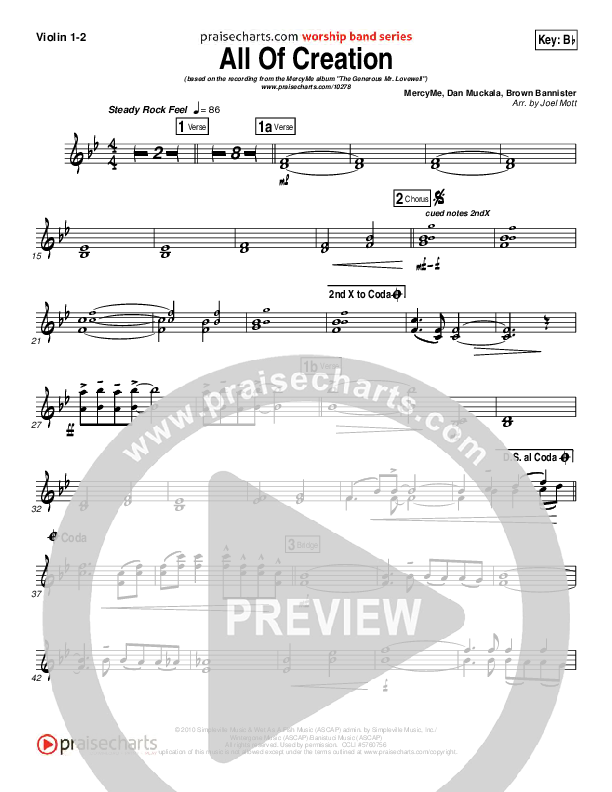 All Of Creation Violin 1/2 (MercyMe)
