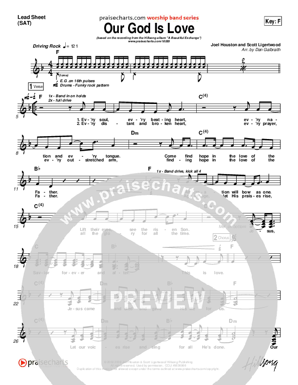 Our God Is Love Lead Sheet (Hillsong Worship)