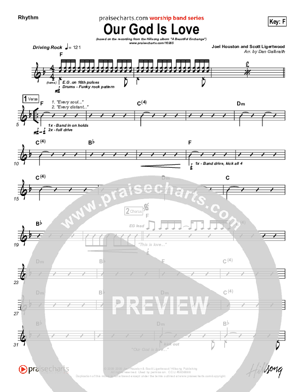 Our God Is Love Rhythm Chart (Hillsong Worship)