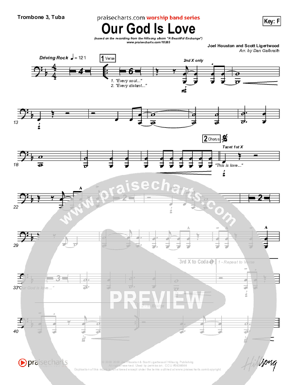 Our God Is Love Trombone 3/Tuba (Hillsong Worship)