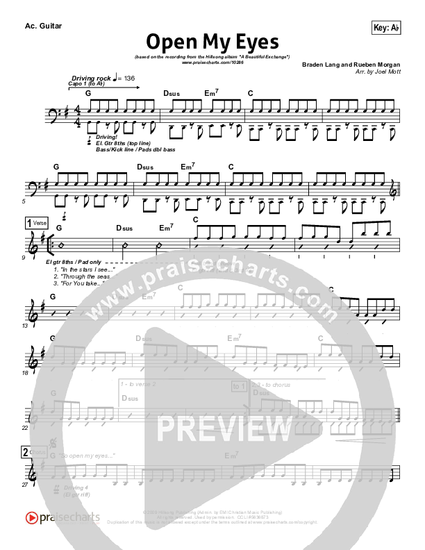 Open My Eyes Rhythm Chart (Hillsong Worship)