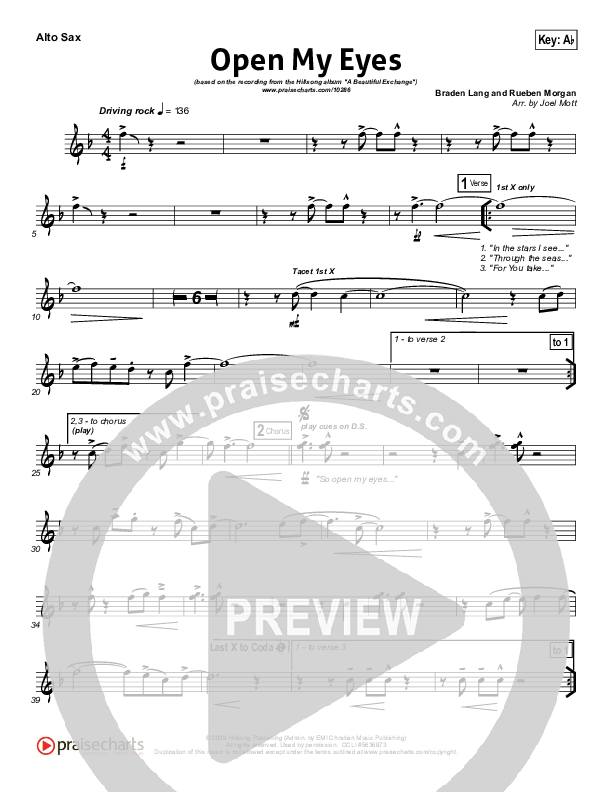 Open My Eyes Alto Sax (Hillsong Worship)