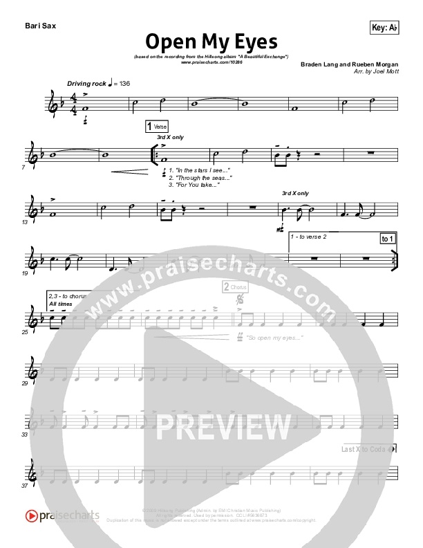 Open My Eyes Bari Sax (Hillsong Worship)