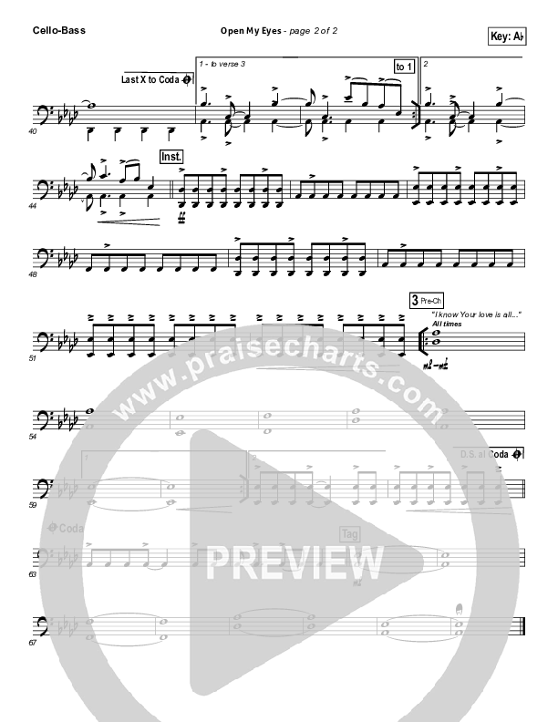 Open My Eyes Cello/Bass (Hillsong Worship)