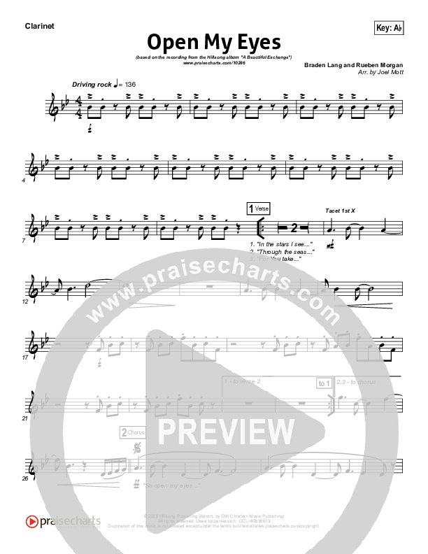 Open My Eyes Clarinet (Hillsong Worship)