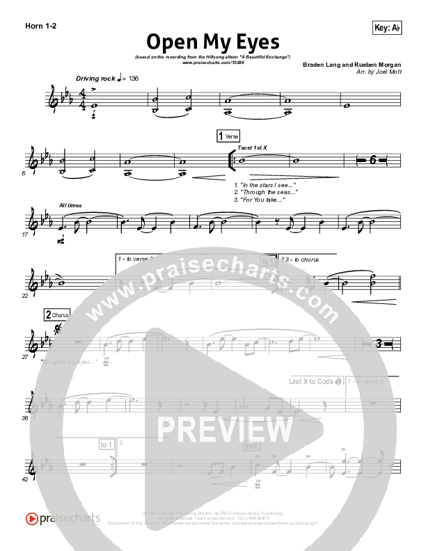 Open My Eyes French Horn 1/2 (Hillsong Worship)