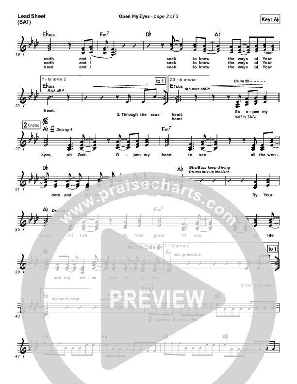 Open My Eyes Lead Sheet (SAT) (Hillsong Worship)