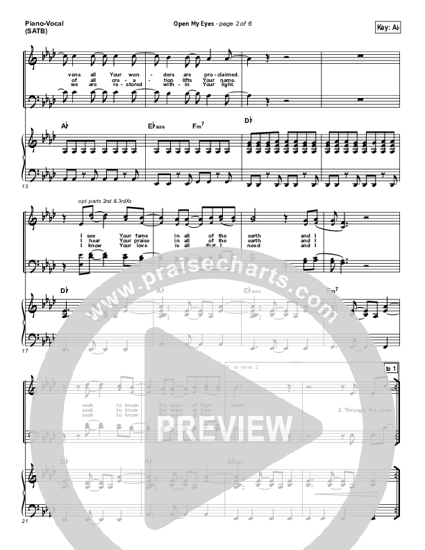 Open My Eyes Piano/Vocal Pack (Hillsong Worship)