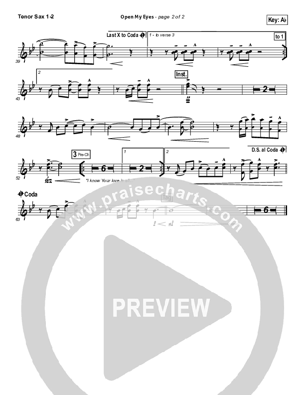 Open My Eyes Tenor Sax 1/2 (Hillsong Worship)