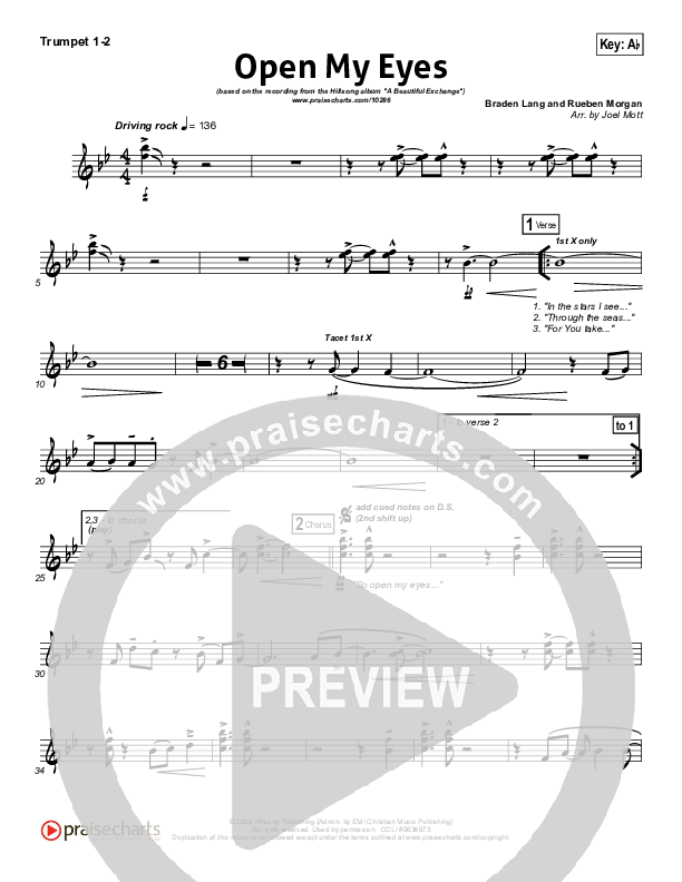 Open My Eyes Trumpet 1,2 (Hillsong Worship)