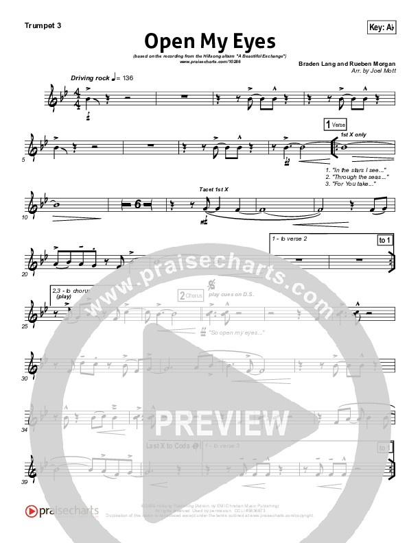 Open My Eyes Trumpet 3 (Hillsong Worship)