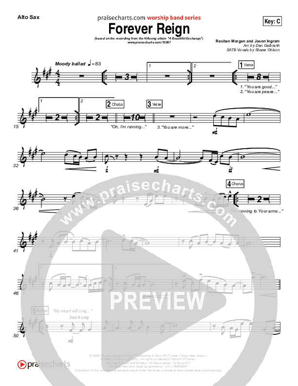 Forever Reign Alto Sax (Hillsong Worship)