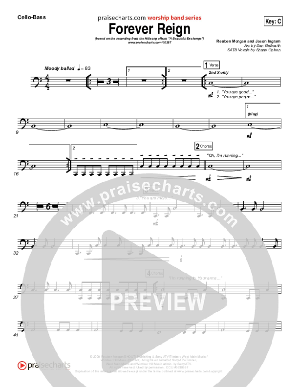 Forever Reign Cello/Bass (Hillsong Worship)