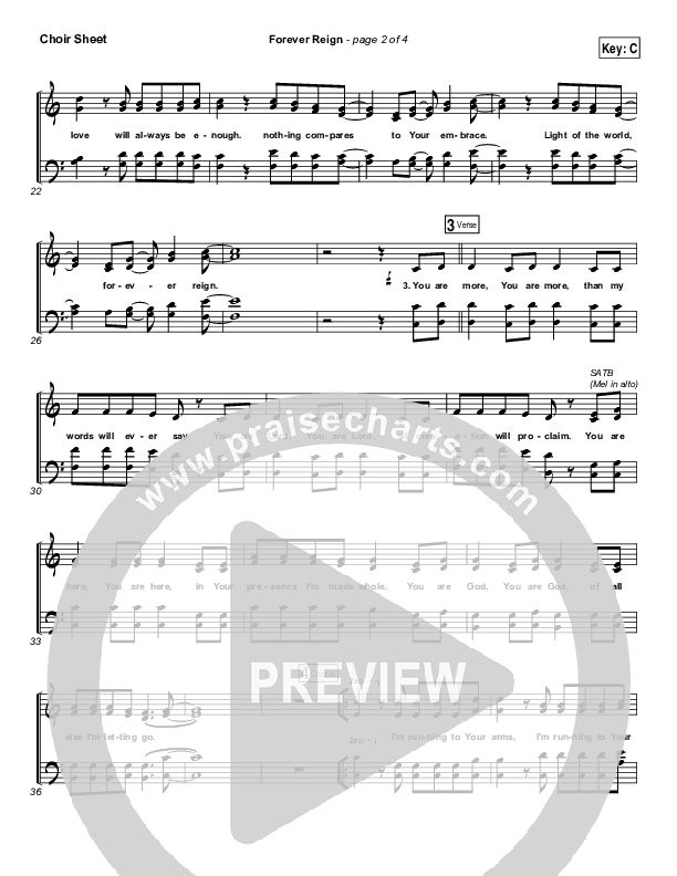 Forever Reign Choir Sheet (SATB) (Hillsong Worship)