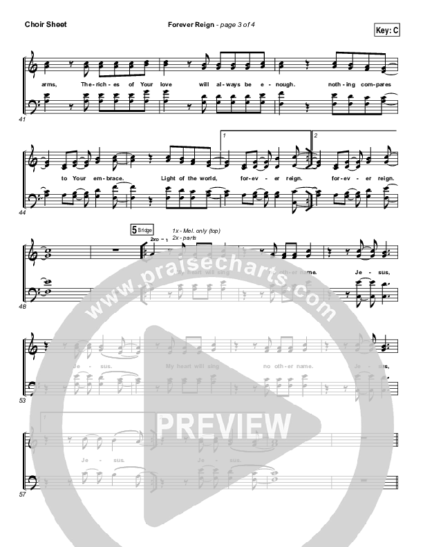 Forever Reign Choir Sheet (SATB) (Hillsong Worship)