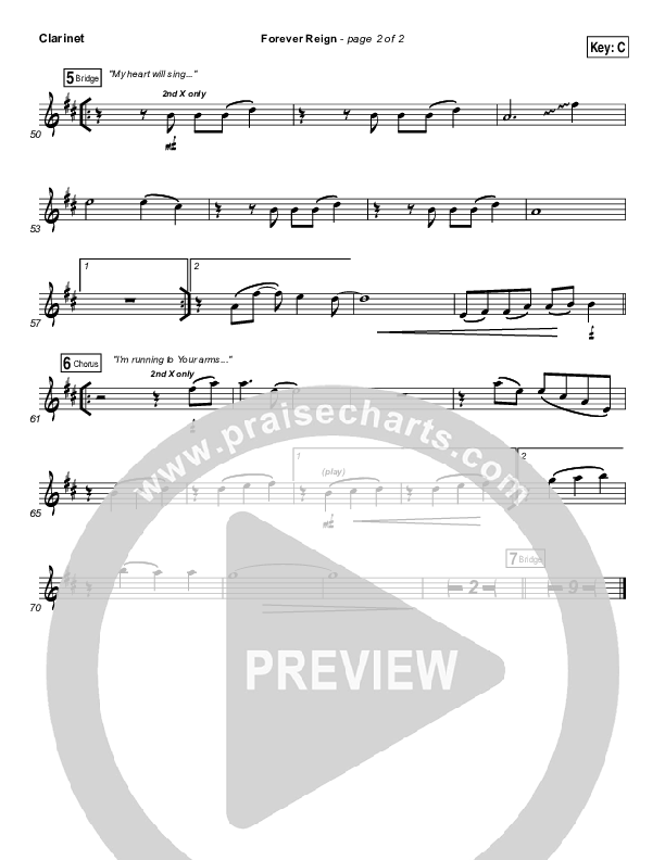 Forever Reign Clarinet (Hillsong Worship)