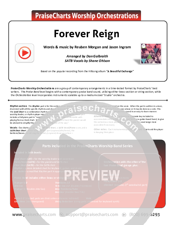 Forever Reign Cover Sheet (Hillsong Worship)