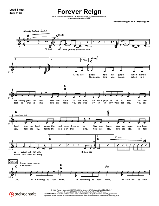 Forever Reign Lead Sheet (Melody) (Hillsong Worship)
