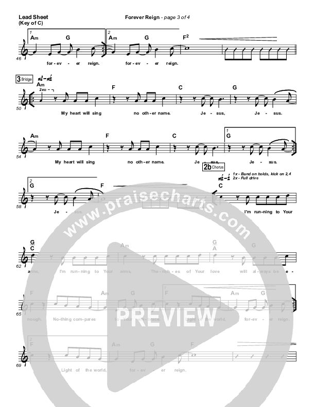 Forever Reign Lead Sheet (Melody) (Hillsong Worship)