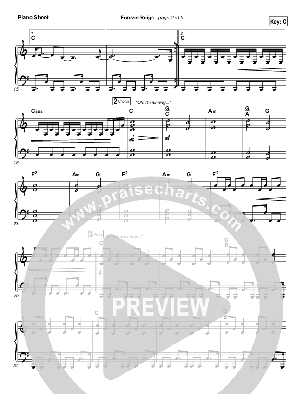Forever Reign Piano Sheet (Hillsong Worship)