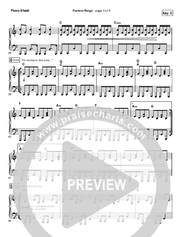 Forever Reign Piano Sheet (Hillsong Worship)
