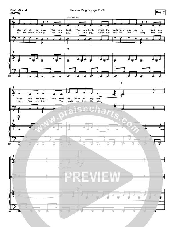 Forever Reign Piano/Vocal (SATB) (Hillsong Worship)