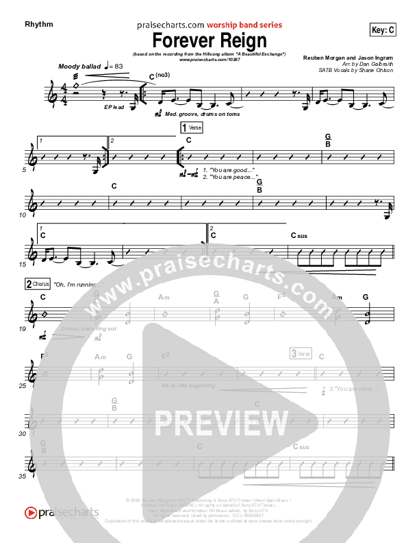 Forever Reign Rhythm Chart (Hillsong Worship)