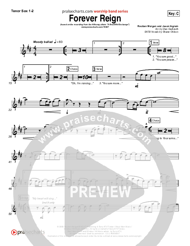 Forever Reign Tenor Sax 1/2 (Hillsong Worship)