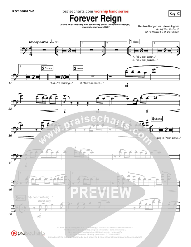 Forever Reign Trombone 1/2 (Hillsong Worship)