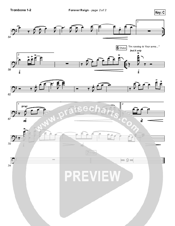 Forever Reign Trombone 1/2 (Hillsong Worship)