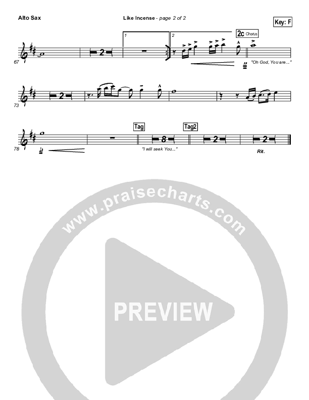 Like Incense Alto Sax (Hillsong Worship)