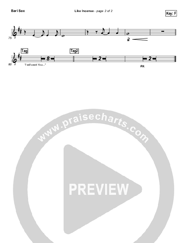 Like Incense Bari Sax (Hillsong Worship)