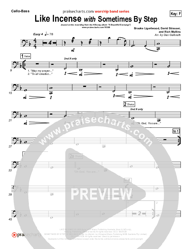 Like Incense Cello/Bass (Hillsong Worship)