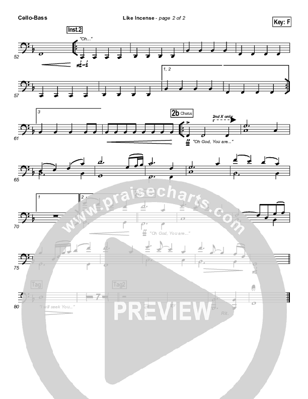 Like Incense Cello/Bass (Hillsong Worship)