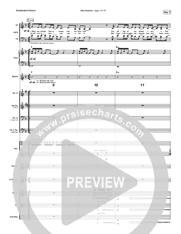 Like Incense Conductor's Score (Hillsong Worship)