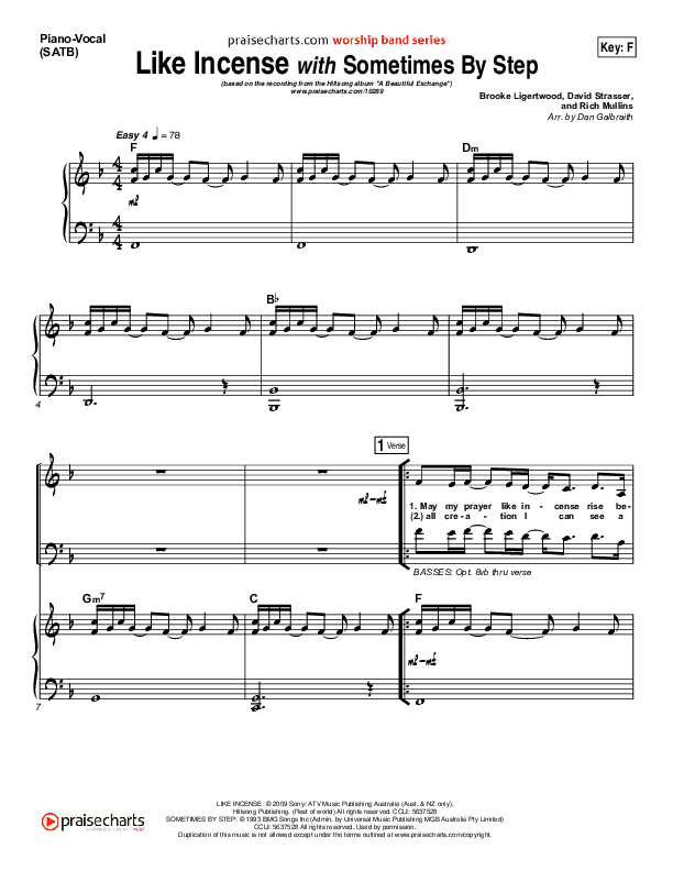 Like Incense Piano/Vocal & Lead (Hillsong Worship)