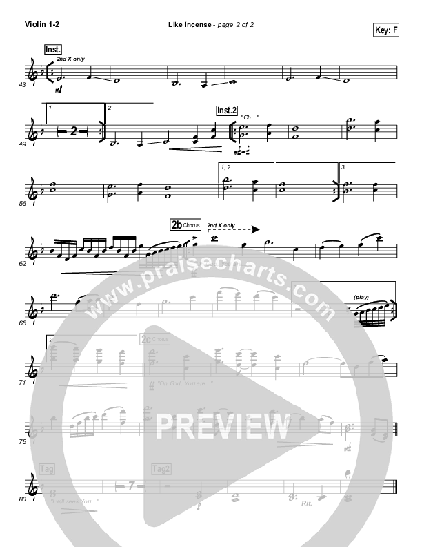 Like Incense Violin 1/2 (Hillsong Worship)