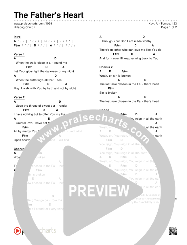 The Father's Heart Chords & Lyrics (Hillsong Worship)