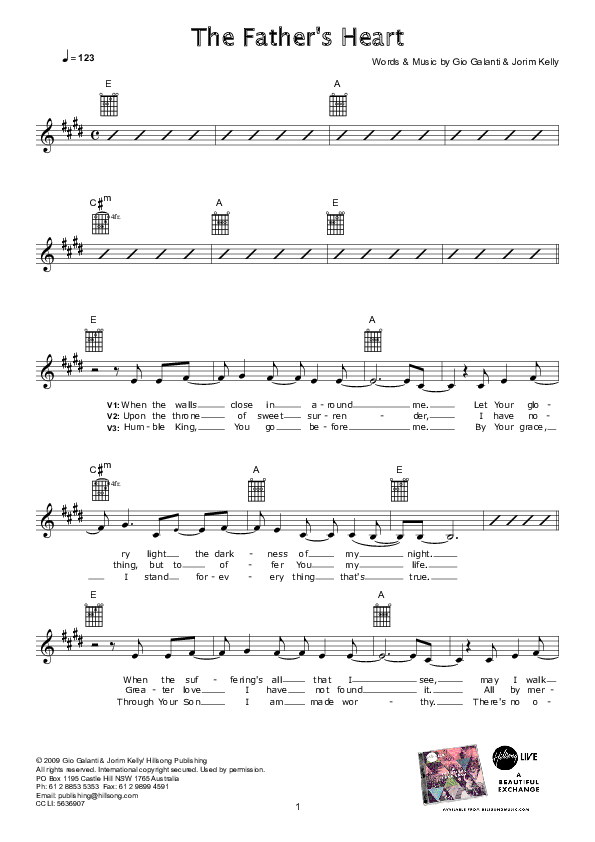 The Father's Heart Lead Sheet (Hillsong Worship)