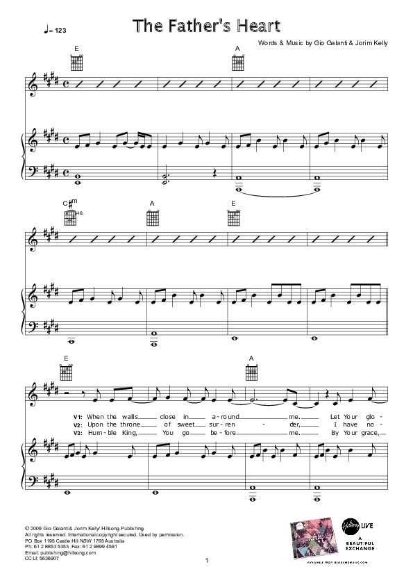 The Father's Heart Lead & Piano (Hillsong Worship)