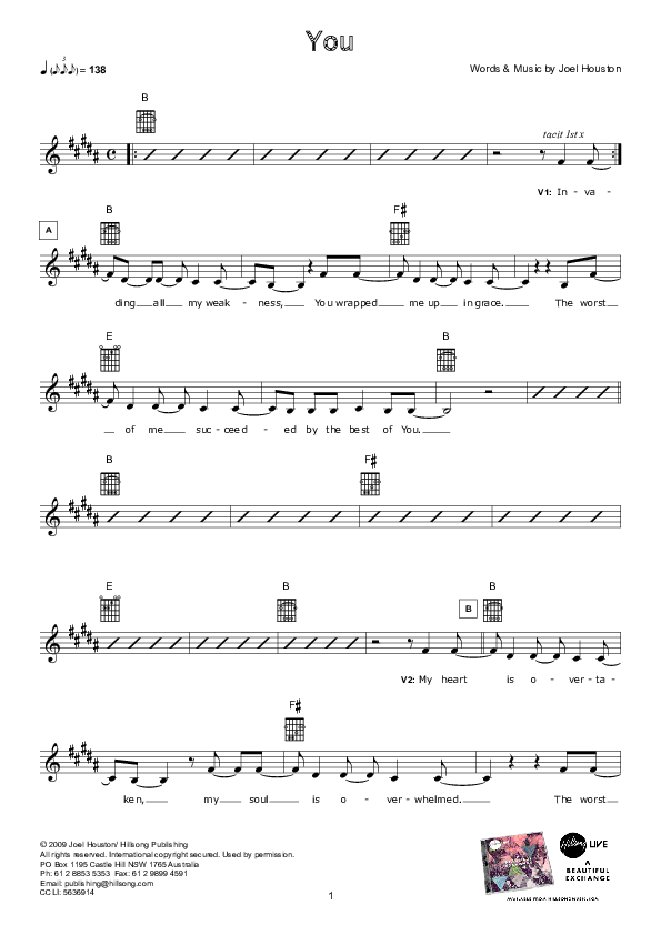 You Lead Sheet (Hillsong Worship)