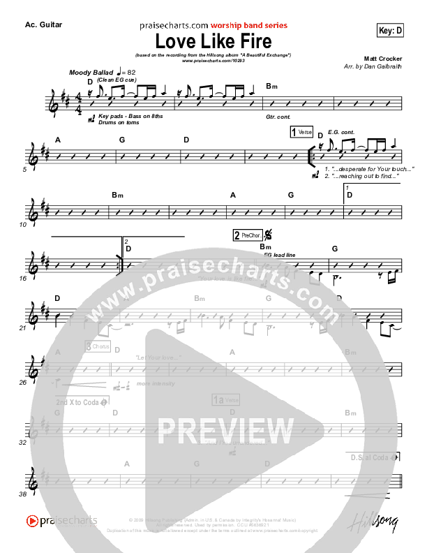 Love Like Fire Acoustic Guitar (Hillsong Worship)