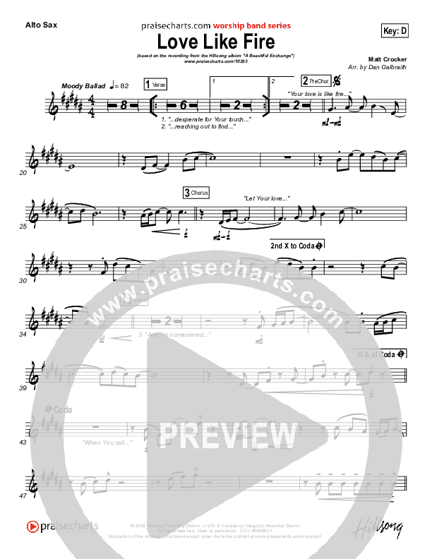 Love Like Fire Alto Sax (Hillsong Worship)