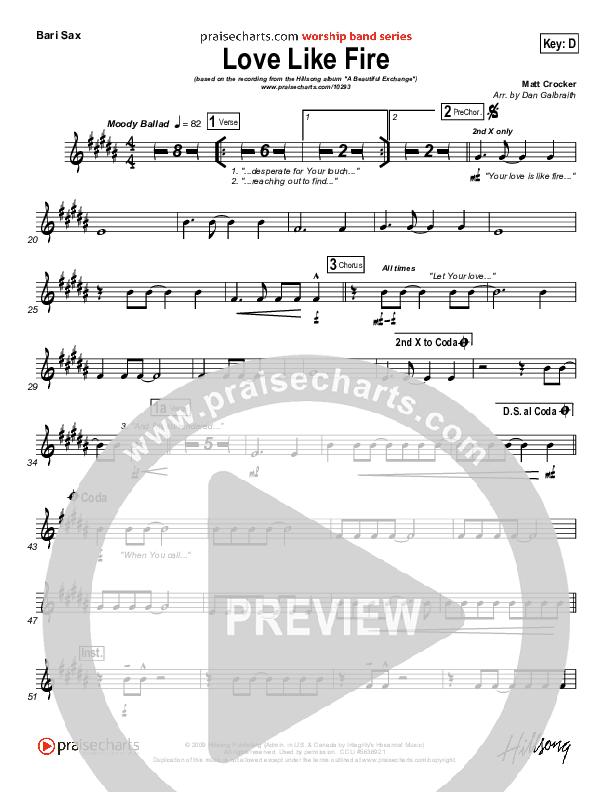 Love Like Fire Bari Sax (Hillsong Worship)