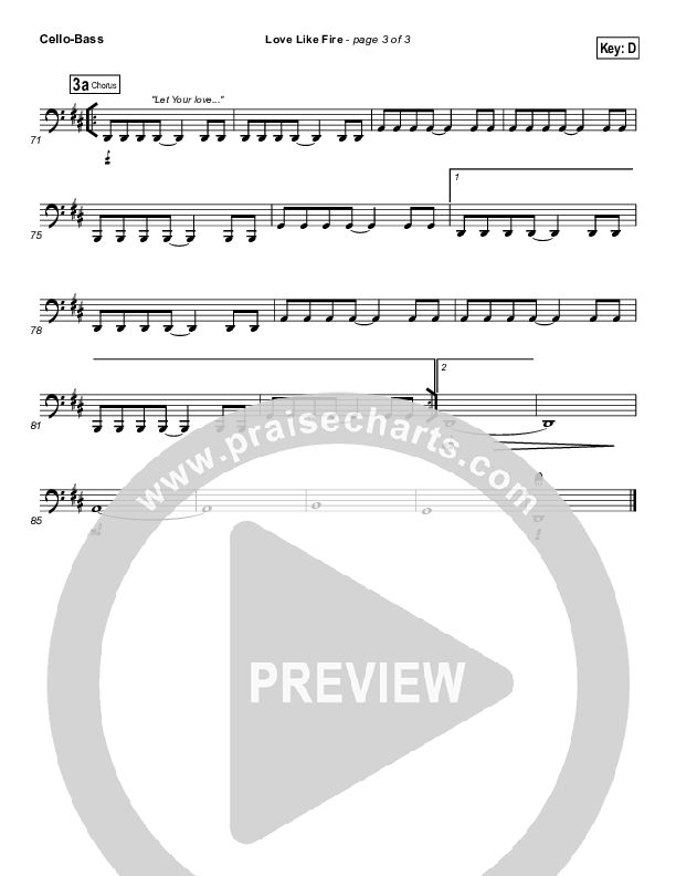 Love Like Fire Cello/Bass (Hillsong Worship)