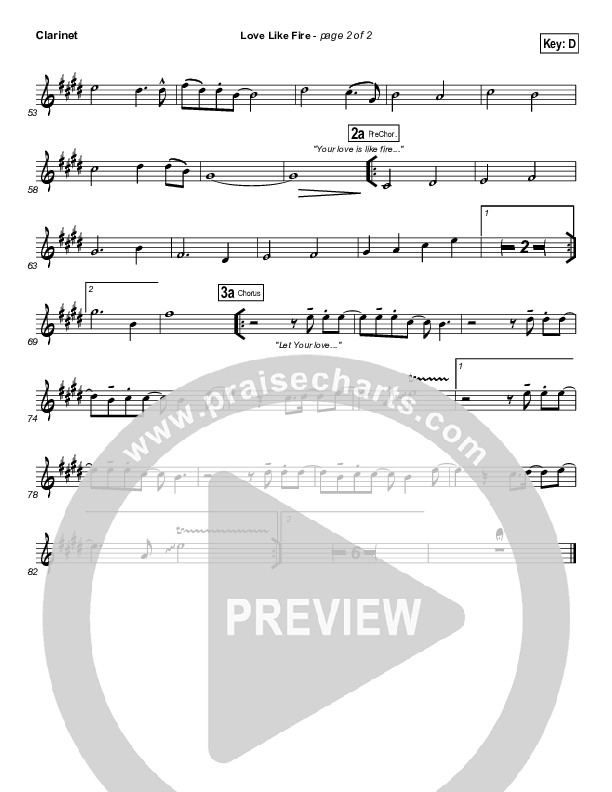 Love Like Fire Clarinet (Hillsong Worship)