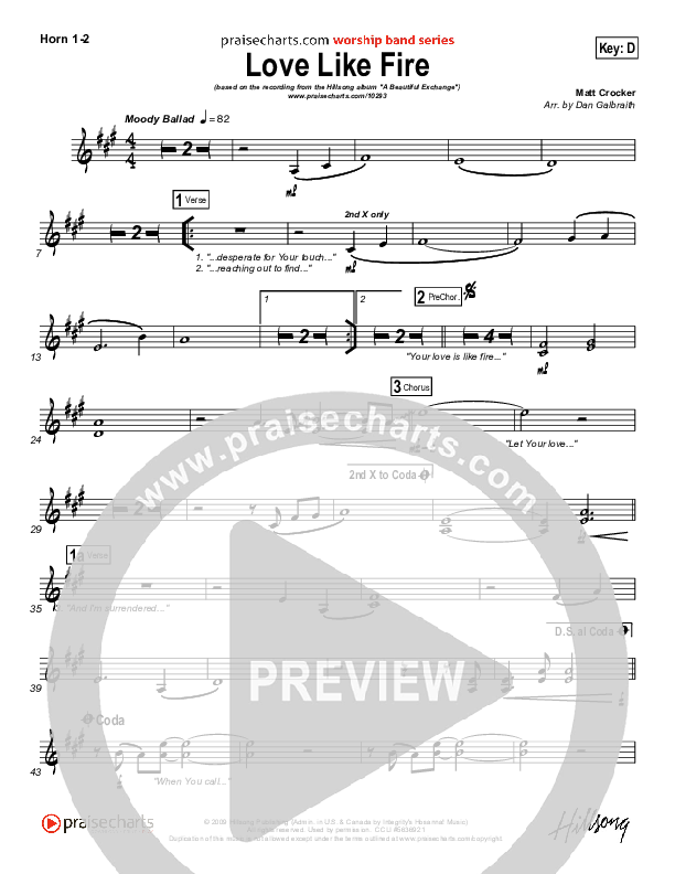 Love Like Fire French Horn 1/2 (Hillsong Worship)