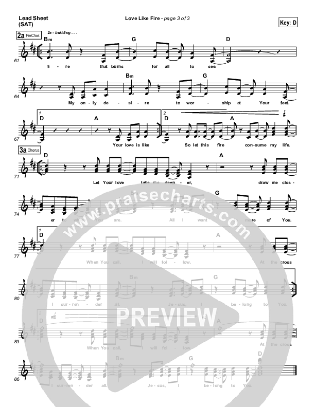 Love Like Fire Lead Sheet (Hillsong Worship)