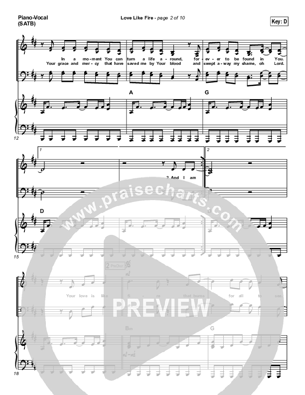 Love Like Fire Piano/Vocal & Lead (Hillsong Worship)